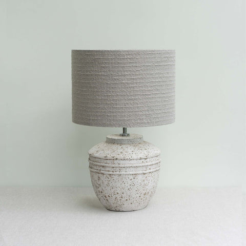 lampshade made from Textured Putty Thread fabric with base