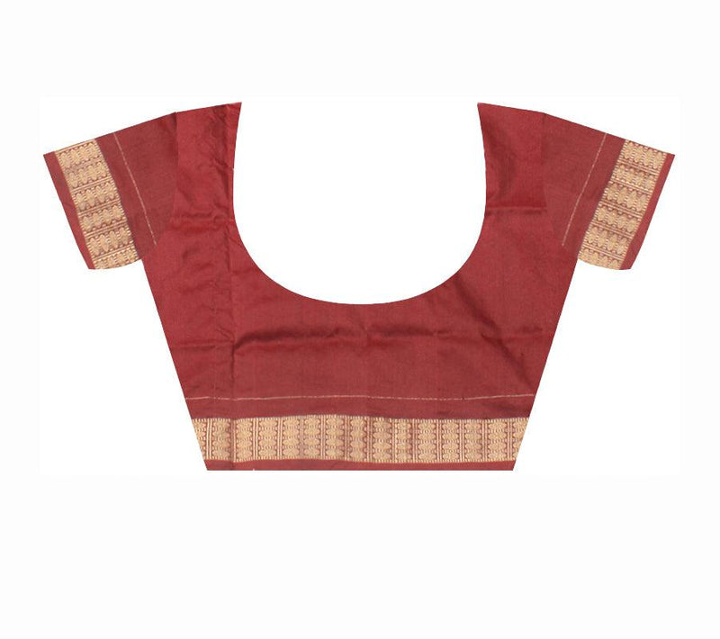 Sambalpuri Pata Saree in Maroon and Red  color creeper Design with blouse piece.