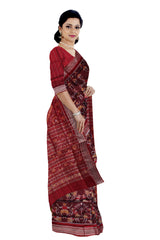 TRIBAL DANCE PATTERN PURE SILK SAREE IS COFFEE WITH MAROON COLOR BASE,COMES WITH MATCHING BLOUSE PIECE. - Koshali Arts & Crafts Enterprise