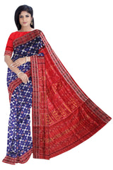 FESTIVAL COLLECTION  PASAPALI PATTERN PATA SAREE IN BLUE AND RED COLOR BASE, ATTACHED WITH BLOUSE PIECE.