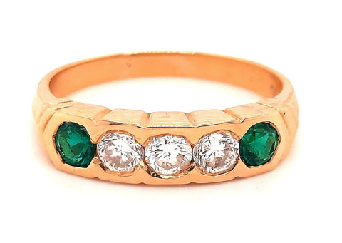 Diamond & Emerald 18ct Yellow Gold Ring