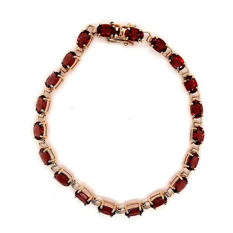 9ct Yellow Gold Garnet Bracelet