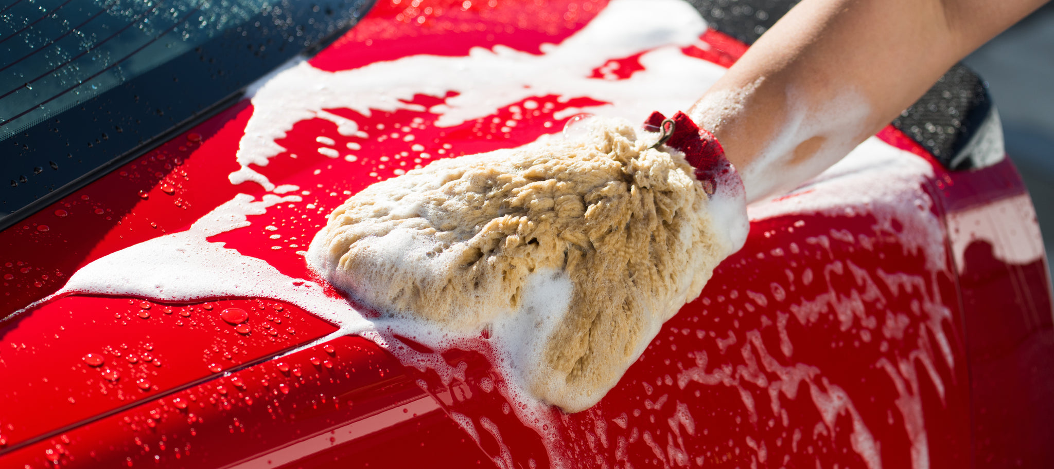 washing a car