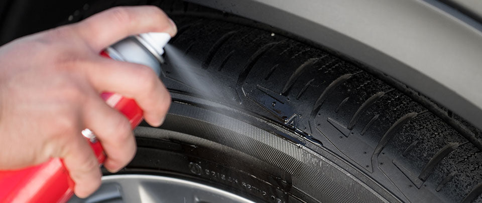 spraying car tire