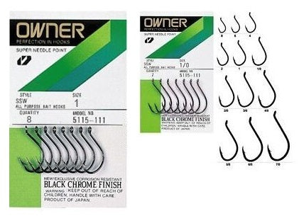 Three (3) packs of Owner Mosquito Bass Fish Hooks Size 6/0 - Item 5177-161
