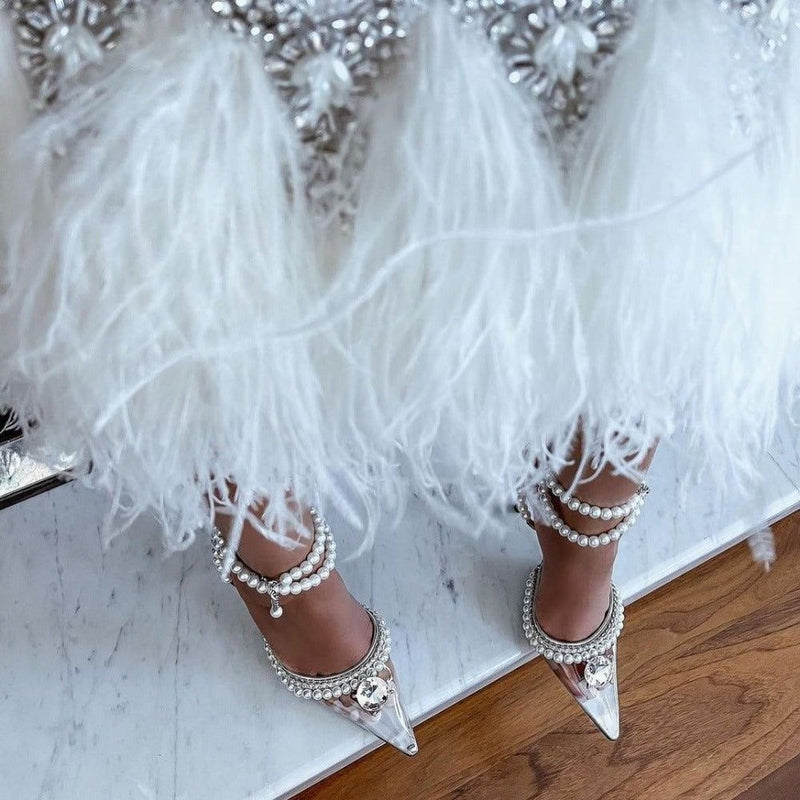 Admired Pearl Strap Crystal Heels