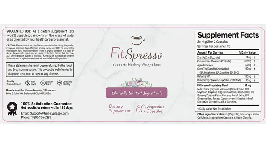 Fitspresso Supplement Facts