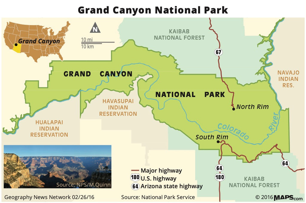 The Anniversary of a National Park: The Grand Canyon  Maps.com.com