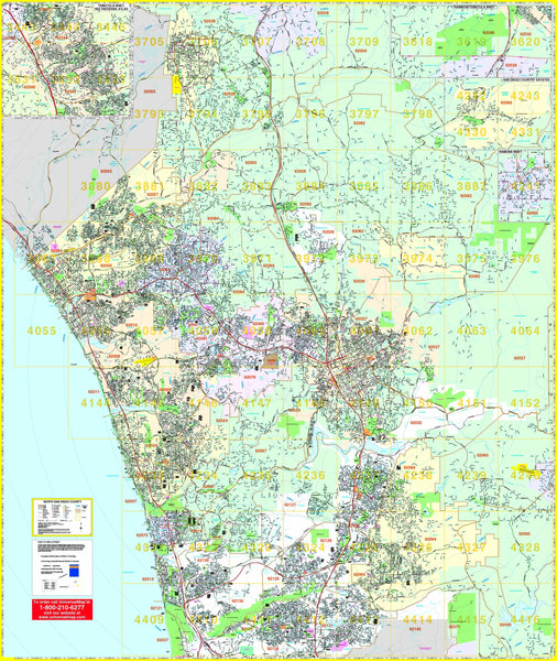 San Diego, CA North Wall Map | Maps.com.com
