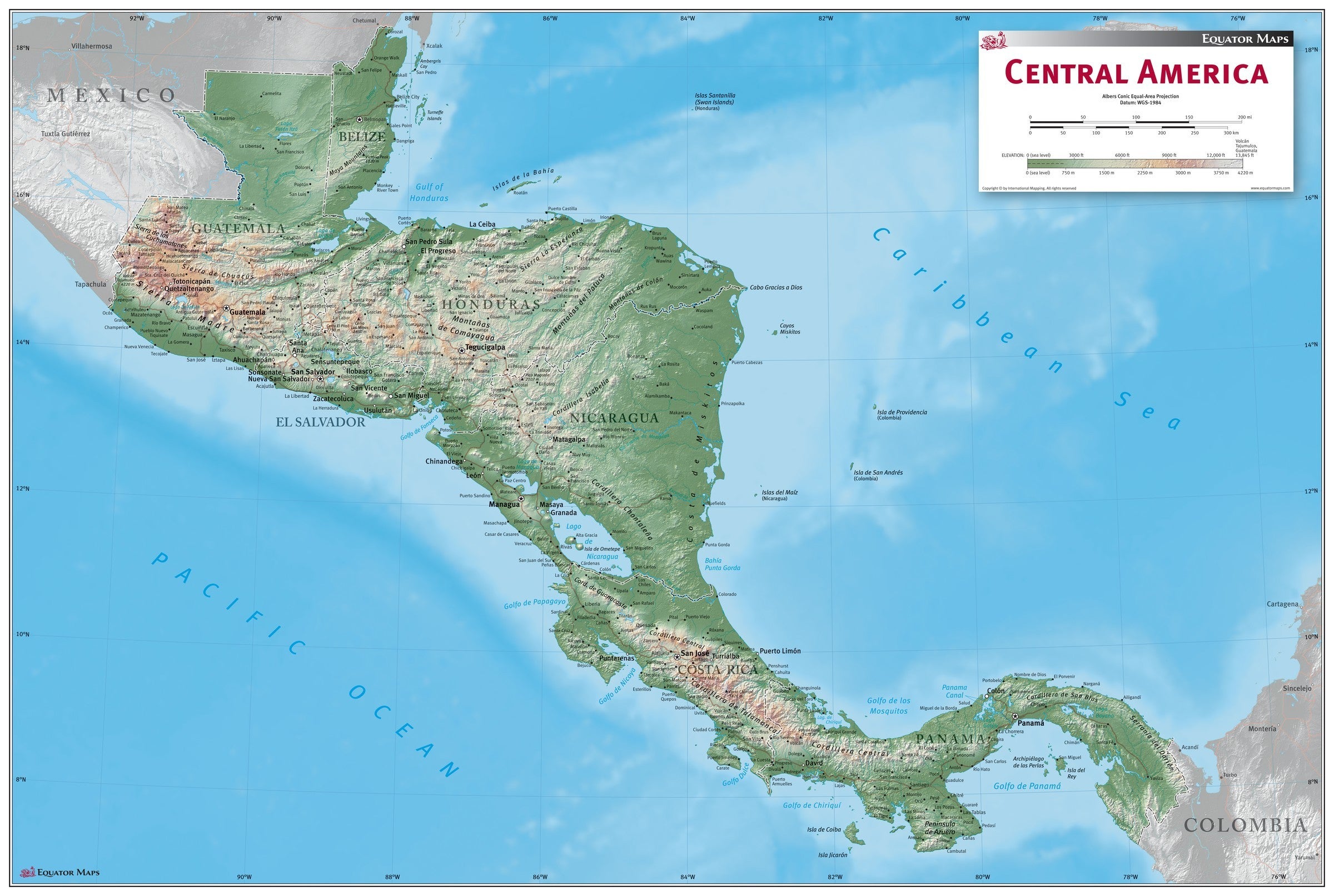 Central America Wall Map 5099