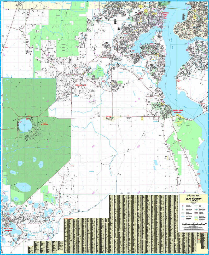 Clay County FL Wall Map Maps com com