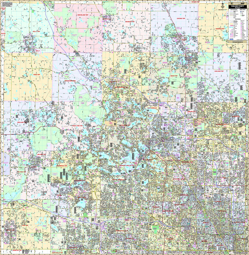 Oakland County Mi Wall Map 0375