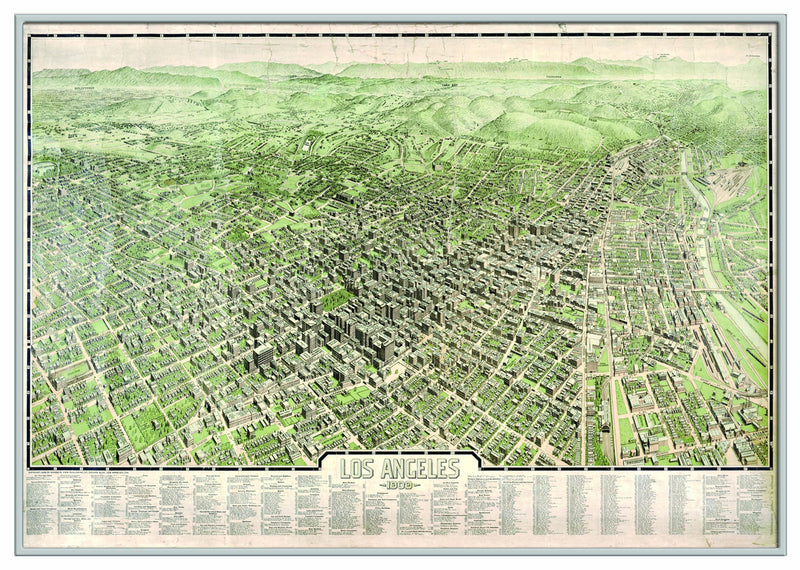 Los Angeles 1909 Historical Print Framed Wall Map Silver Maps Com Com   16479 800x 