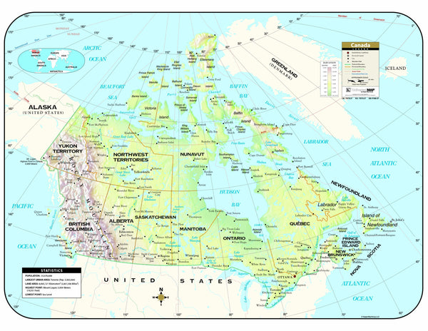 Canada Shaded Relief Wall Map | Maps.com.com