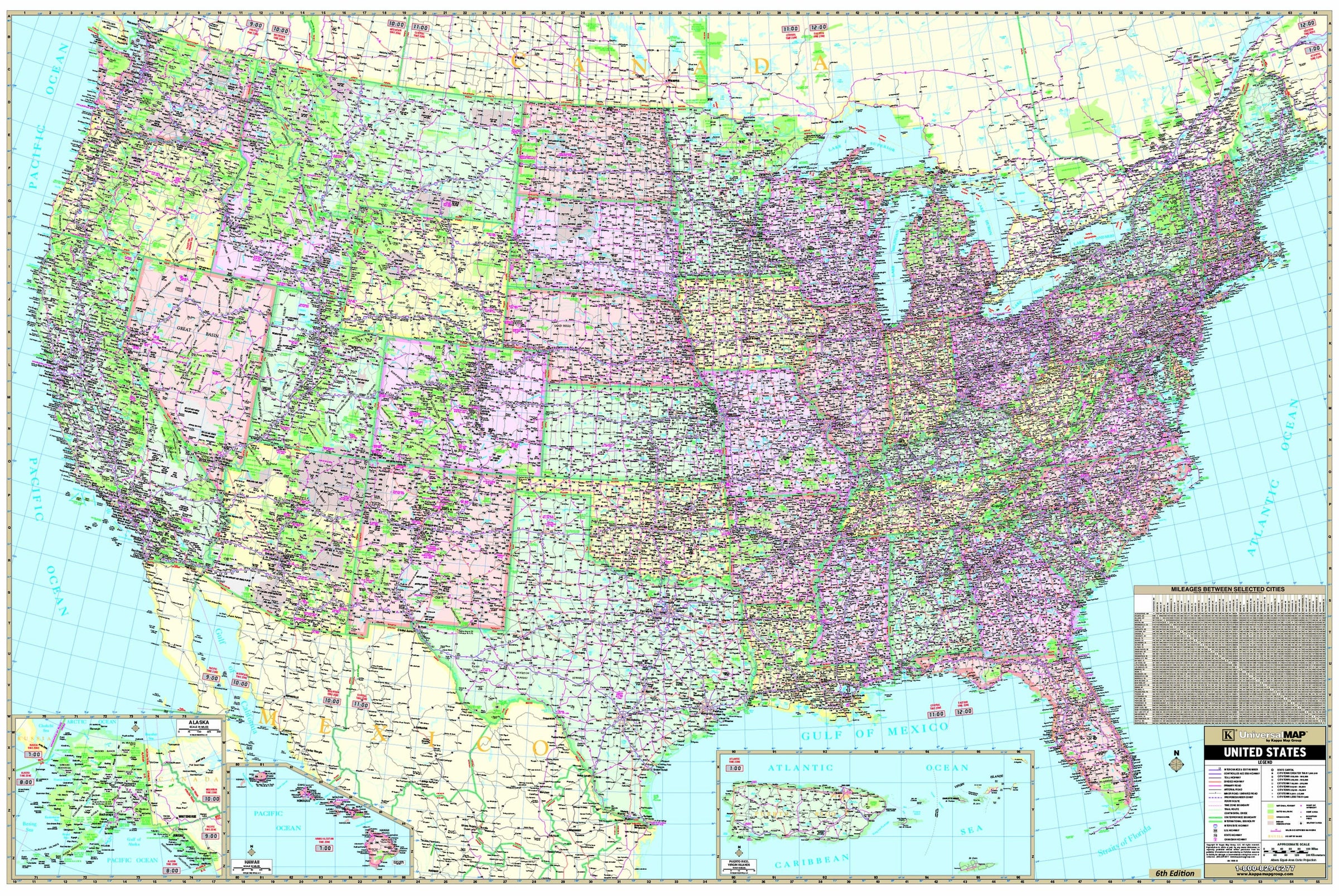 Us Wall Map 140x925 Laminated