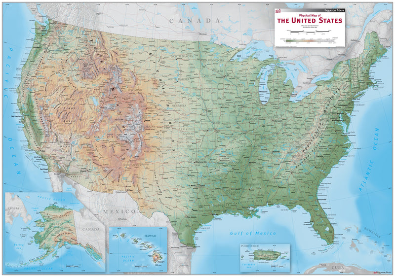 USA Physical Wall Map | Maps.com.com