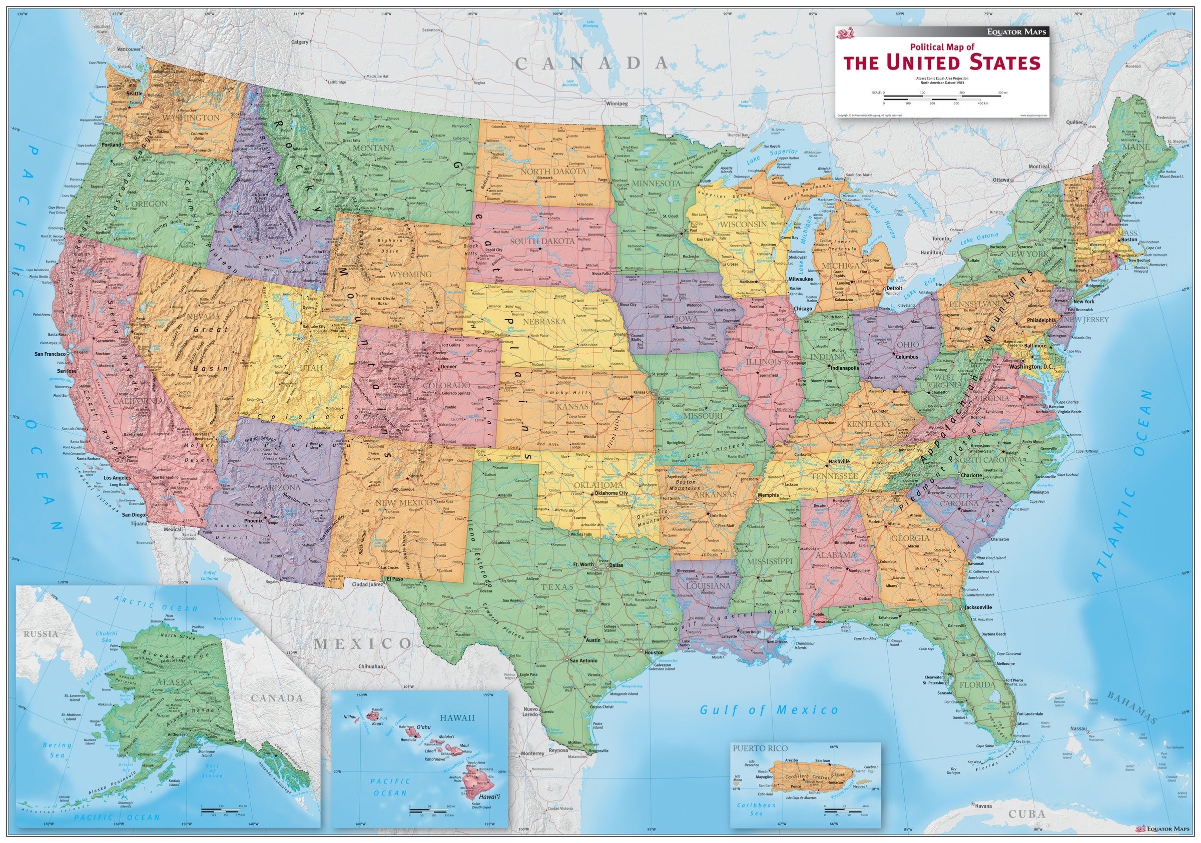 Large Scale Detailed Political Map Of The Usa The Usa Large Scale