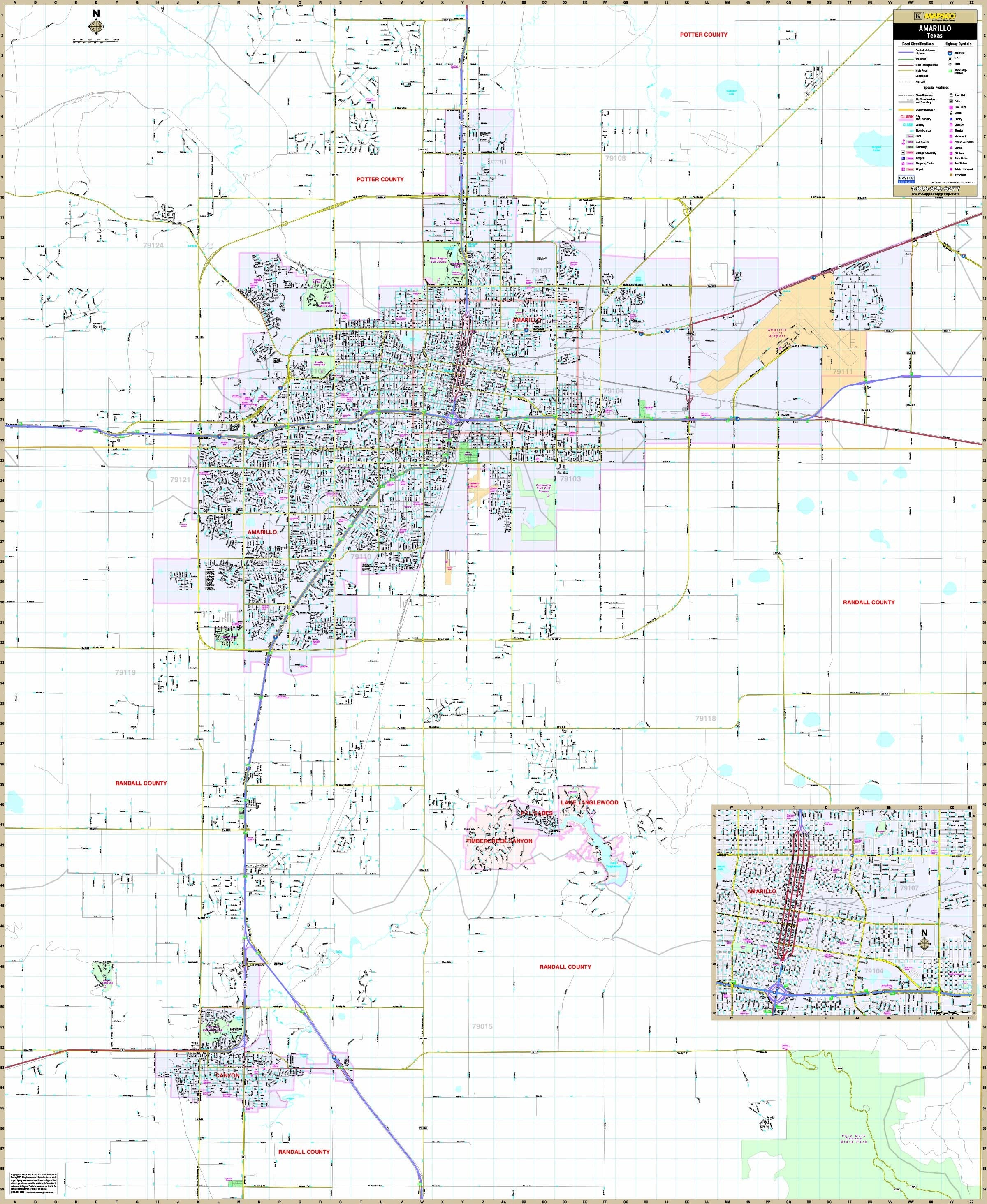 Amarillo Tx Wall Map 