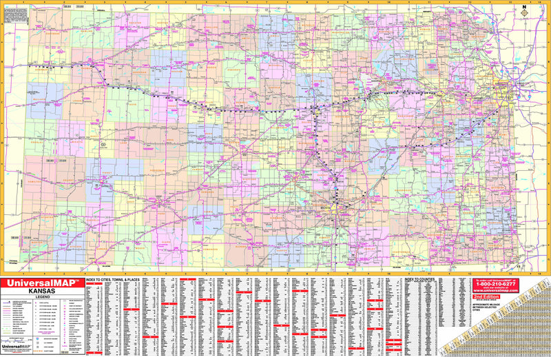 Kansas State Wall Map | Maps.com.com