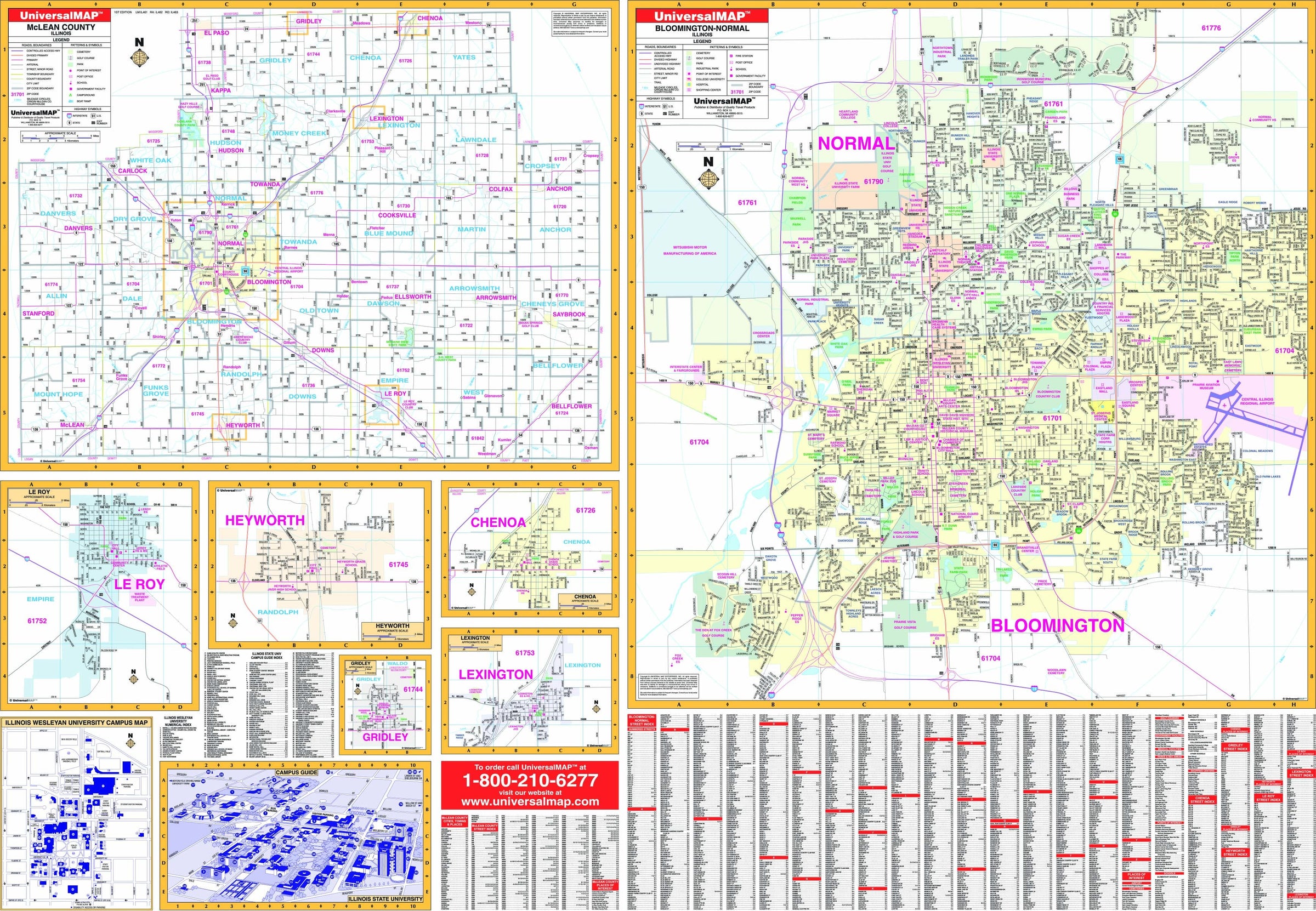 Bloomington, IL Wall Map | Maps.com.com