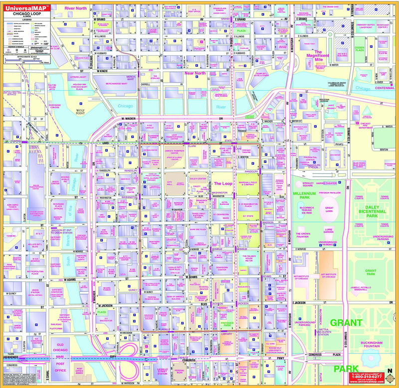 Chicago, IL Loop Wall Map | Maps.com.com
