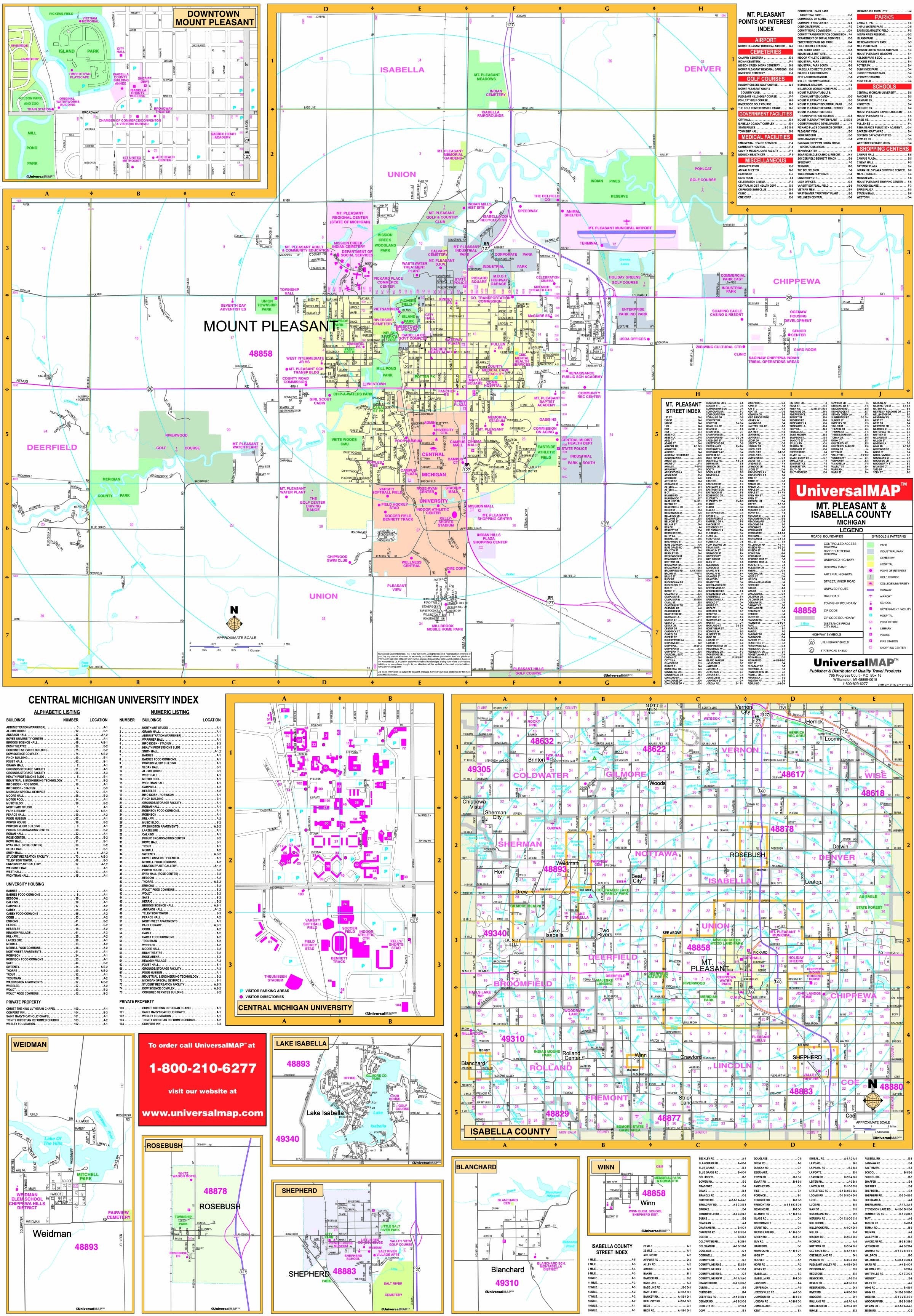 Mt Pleasant MI Wall Map Maps Com Com   31112 2400x 