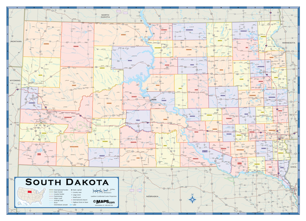 South Dakota Counties Wall Map | Maps.com.com