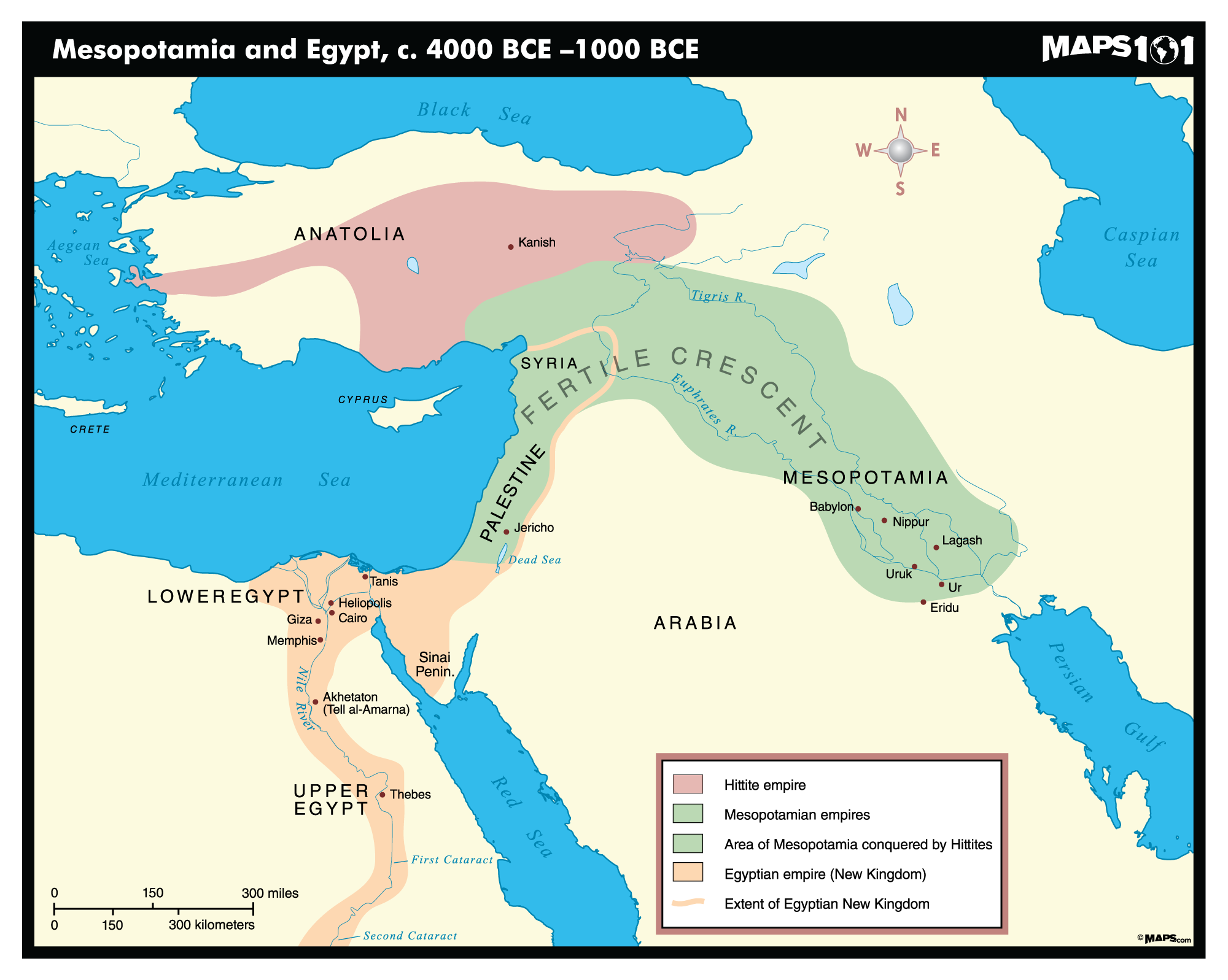 Mesopotamia & Egypt, c. 4000-1000 BCE Map | Maps.com.com