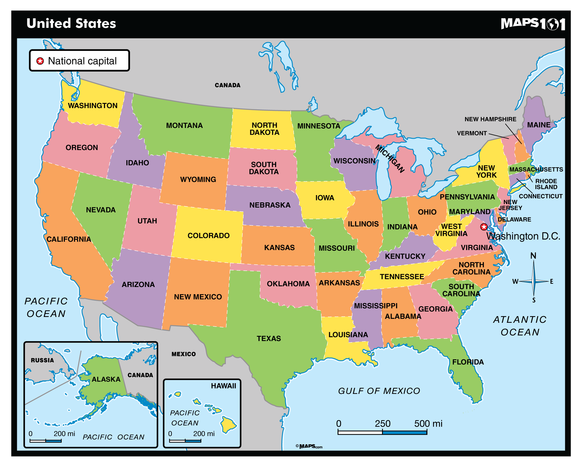 Primary Level United States Political Map