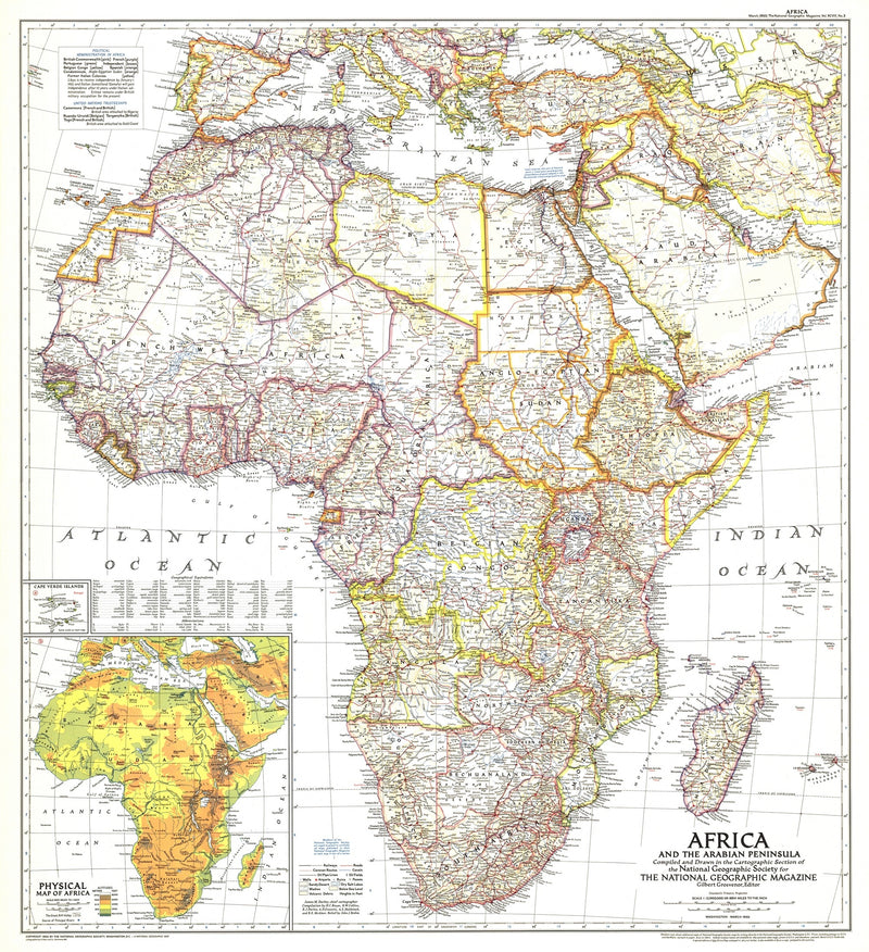 Africa And The Arabian Peninsula Map 1950 | Maps.com