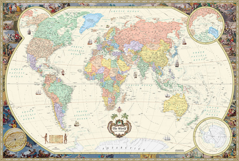 Antique World Wall Map 2444