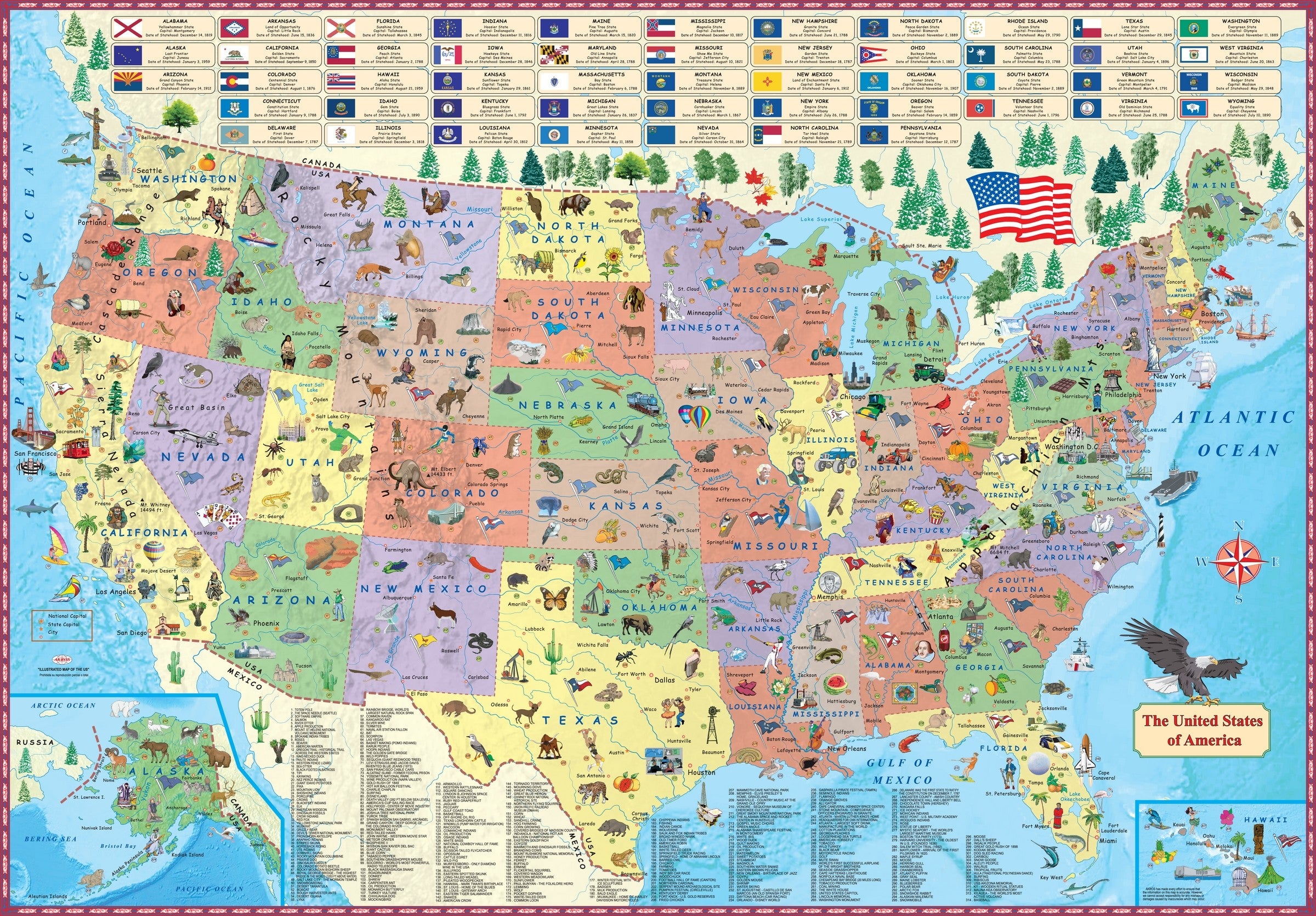 Baby Map Of The Usa The Us Map For Kids Maps Of All Images And Photos   Akros Illustrated Map Of The Us For Kids 2400x 