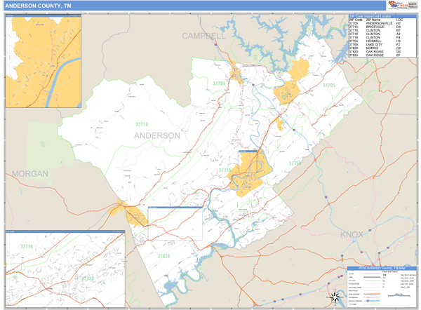 Anderson County Tennessee Zip Code Wall Map Maps Com Com   Anderson Tn 1 2400x 