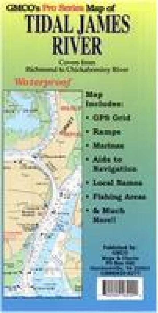 Tidal James River Chart & Fishing Map by GMCO Maps & Charts