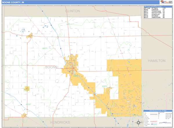 Hamilton County Indiana Zip Code Map Boone County, Indiana Zip Code Wall Map | Maps.com.com