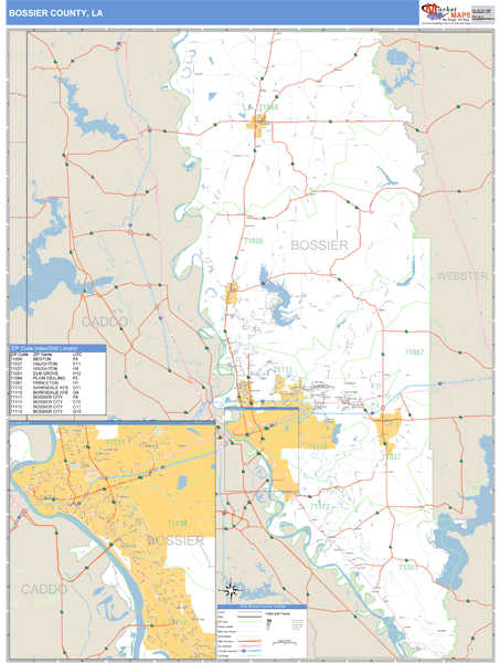 Bossier County Louisiana Zip Code Wall Map Maps Com Com   Bossier La Grande 