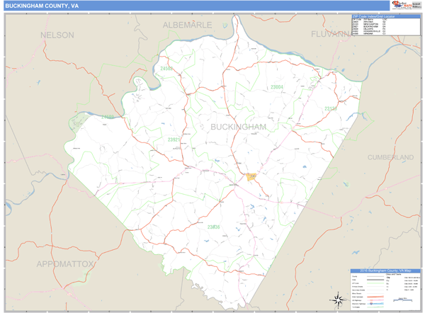 Buckingham County Virginia Zip Code Wall Map Maps Com Com   Buckingham Va 1 800x 