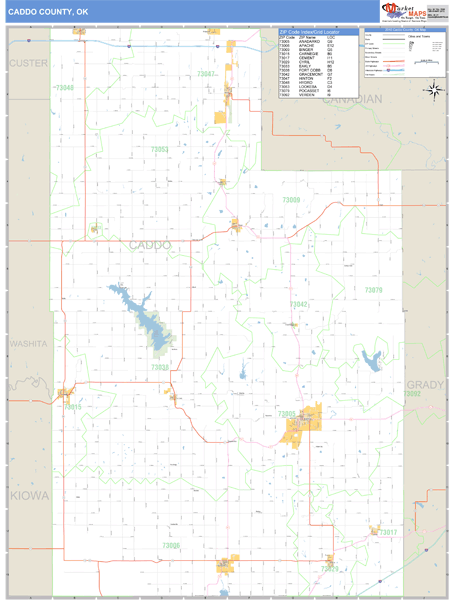 Caddo County Oklahoma Zip Code Wall Map Maps Com Com   Caddo Ok 1 800x 