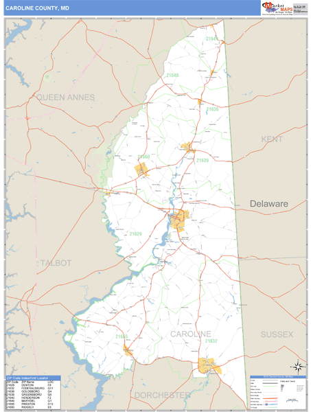 Caroline County Maryland Zip Code Wall Map Maps Com Com   Caroline Md 800x 