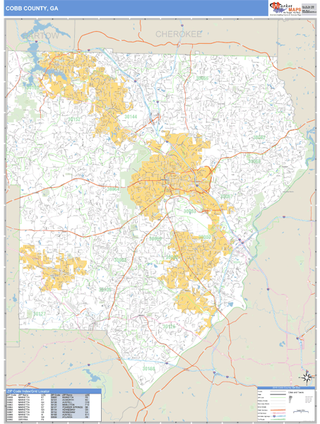 Map Of Cobb County Georgia Cobb County, Georgia Zip Code Wall Map | Maps.com.com