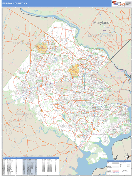 Fairfax County Virginia Zip Code Wall Map Maps Com Com   Fairfax Va 1 Grande 