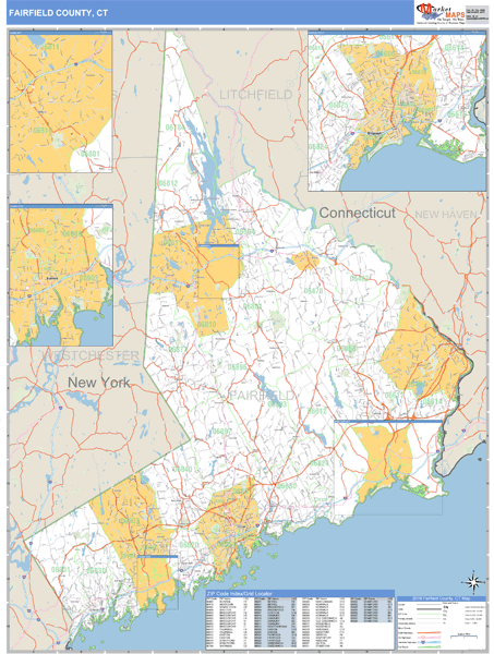 Fairfield County Connecticut Zip Code Wall Map Maps Com Com   Fairfield Ct 800x 