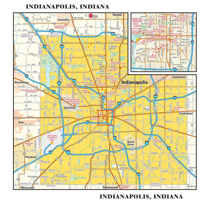 Indianapolis Metro Wall Map | Maps.com.com