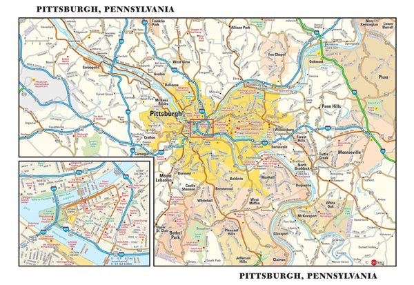 Pittsburgh Metro Wall Map | Maps.com.com