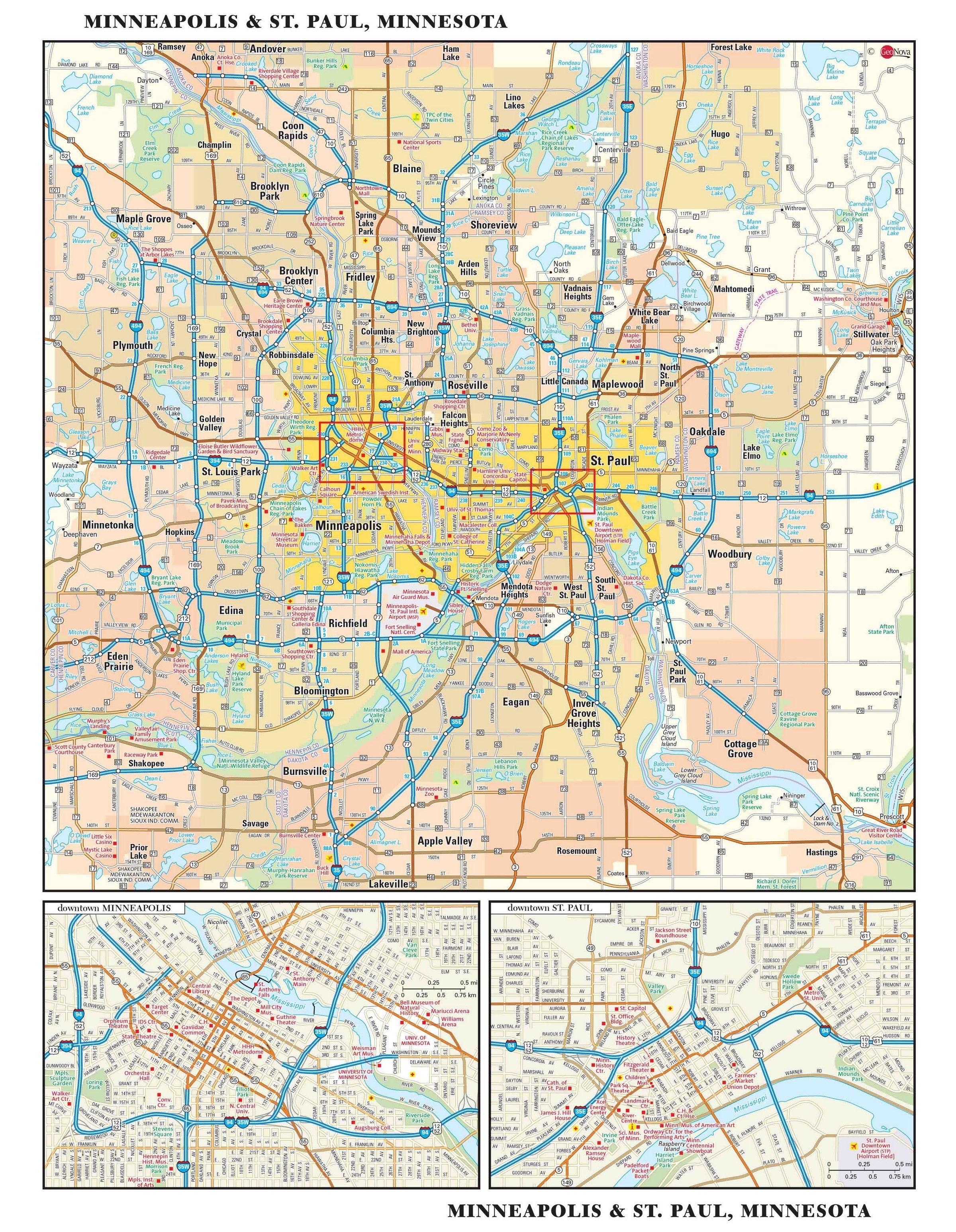 Twin Cities Metro Wall Map