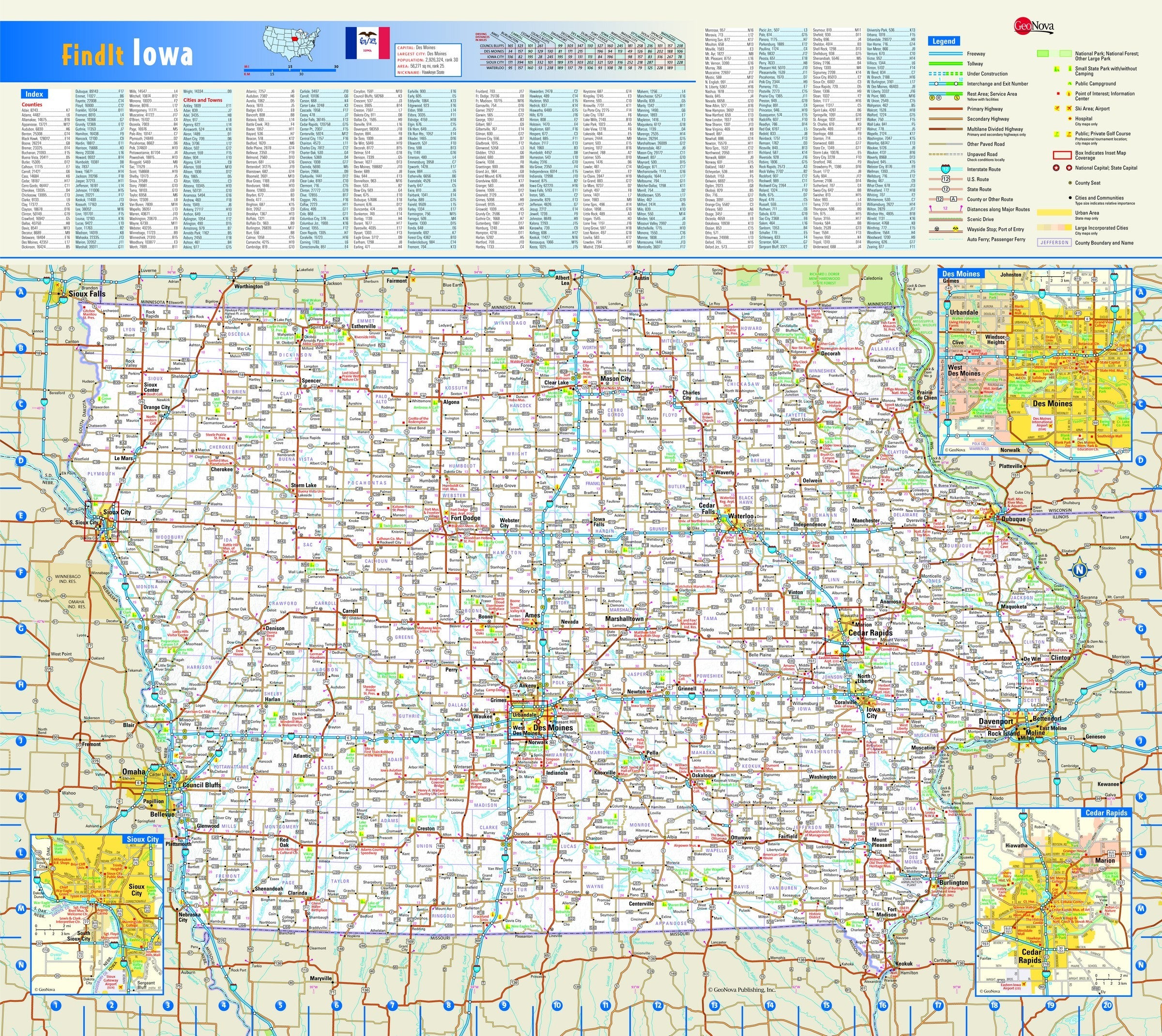 Iowa Wall Map | Maps.com.com