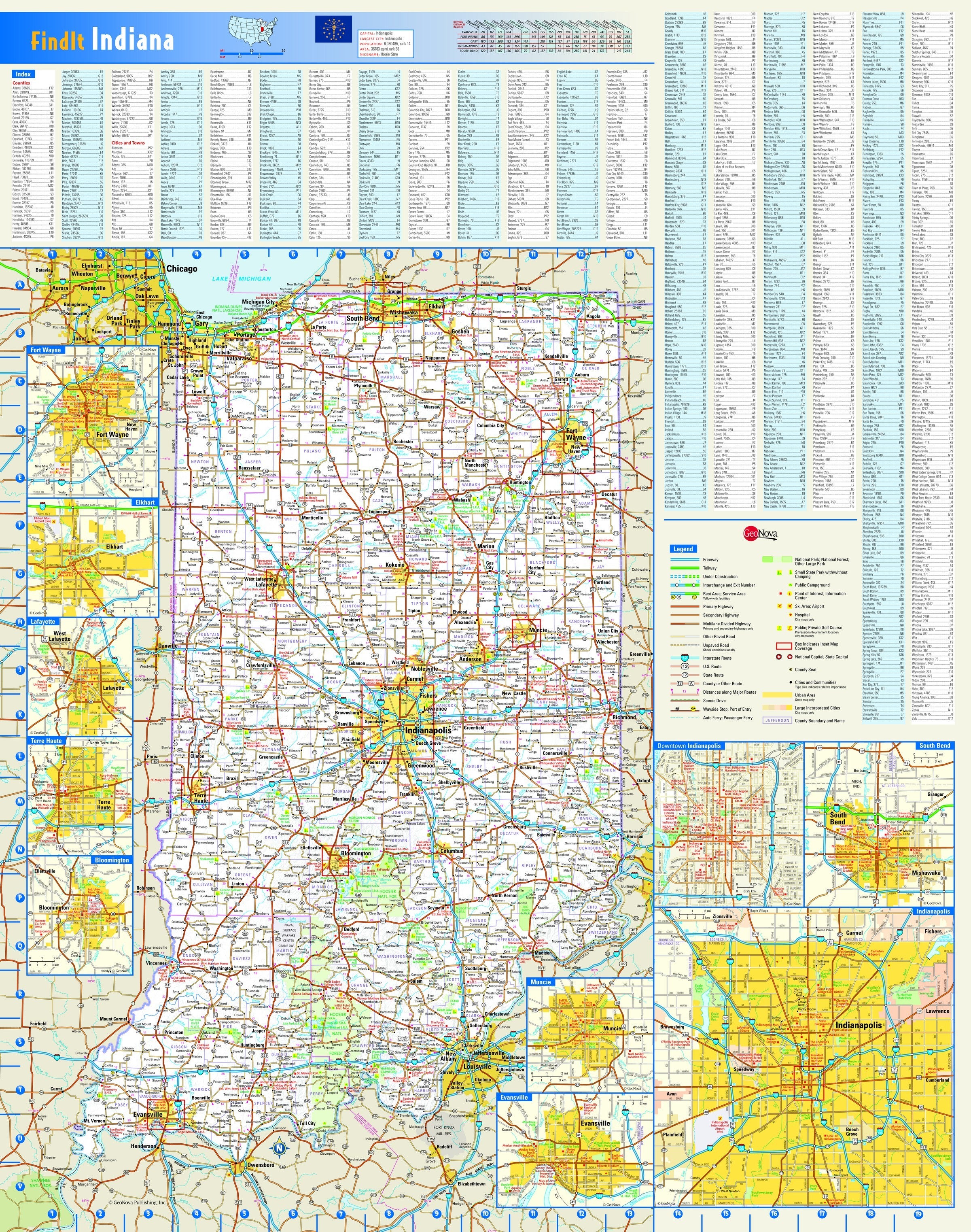 Indiana Wall Map 3925