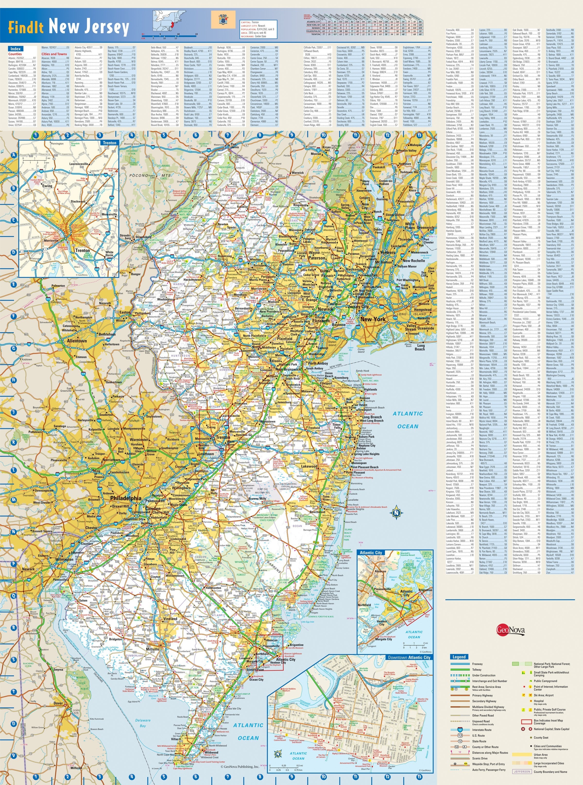 New Jersey Wall Map Color Cast Style By Marketmaps Mapsales 6495
