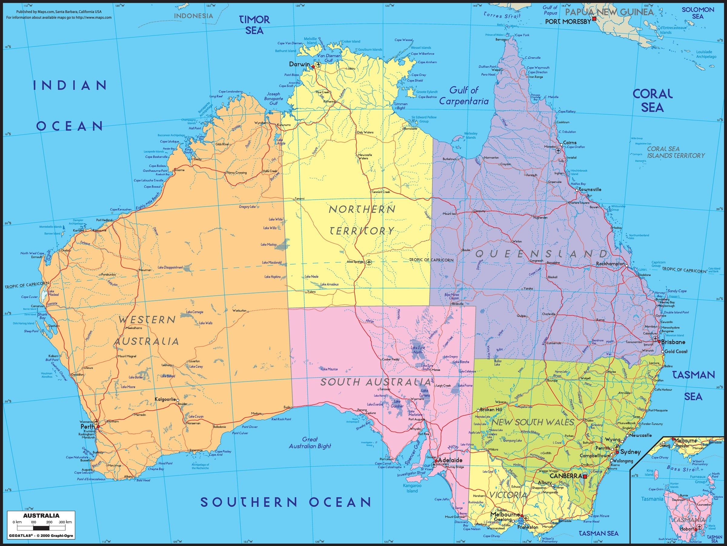 Geographical Map Of Australia