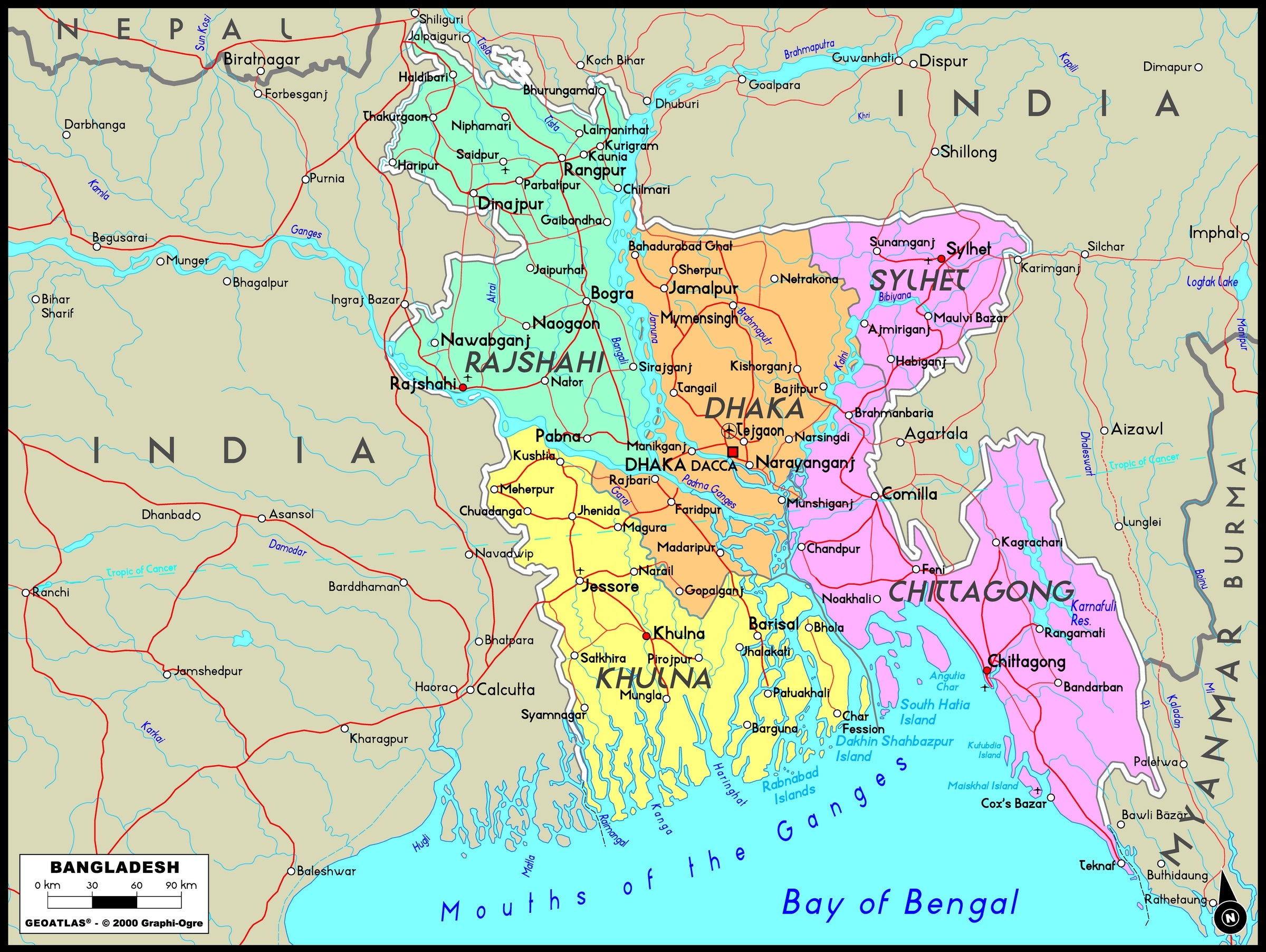 Bangladesh Political Wall Map